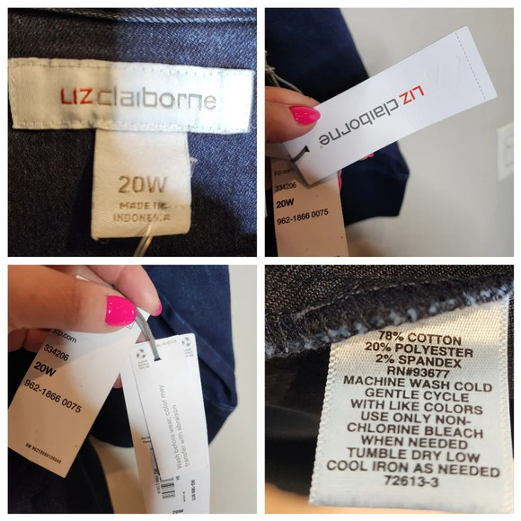 NWT Liz Claiborne Stretch Denim Button Front Belted Midi Dress Size 20W - Picture 4 of 16